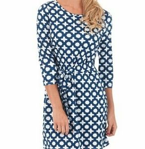 Mud Pie- Navy Lattice Courtney Scoop Neck Dress
